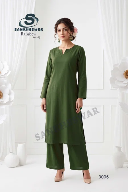 Rainbow Vol 3 By Sankheswer Vertican Plain Kurti With Bottom
